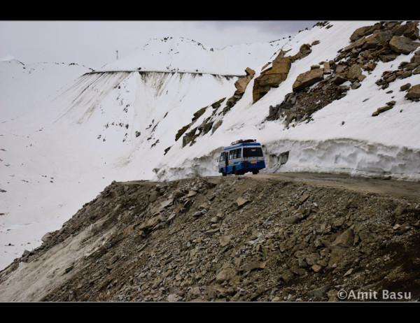 Bus at Khardung La, Ladakh, India